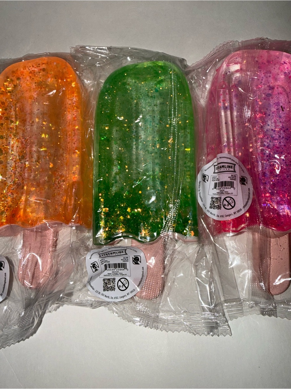 POPSICLE Glitter SQUISHY Squeezable Sensory Toy 🍭🩷 PINK ORANGE GREEN